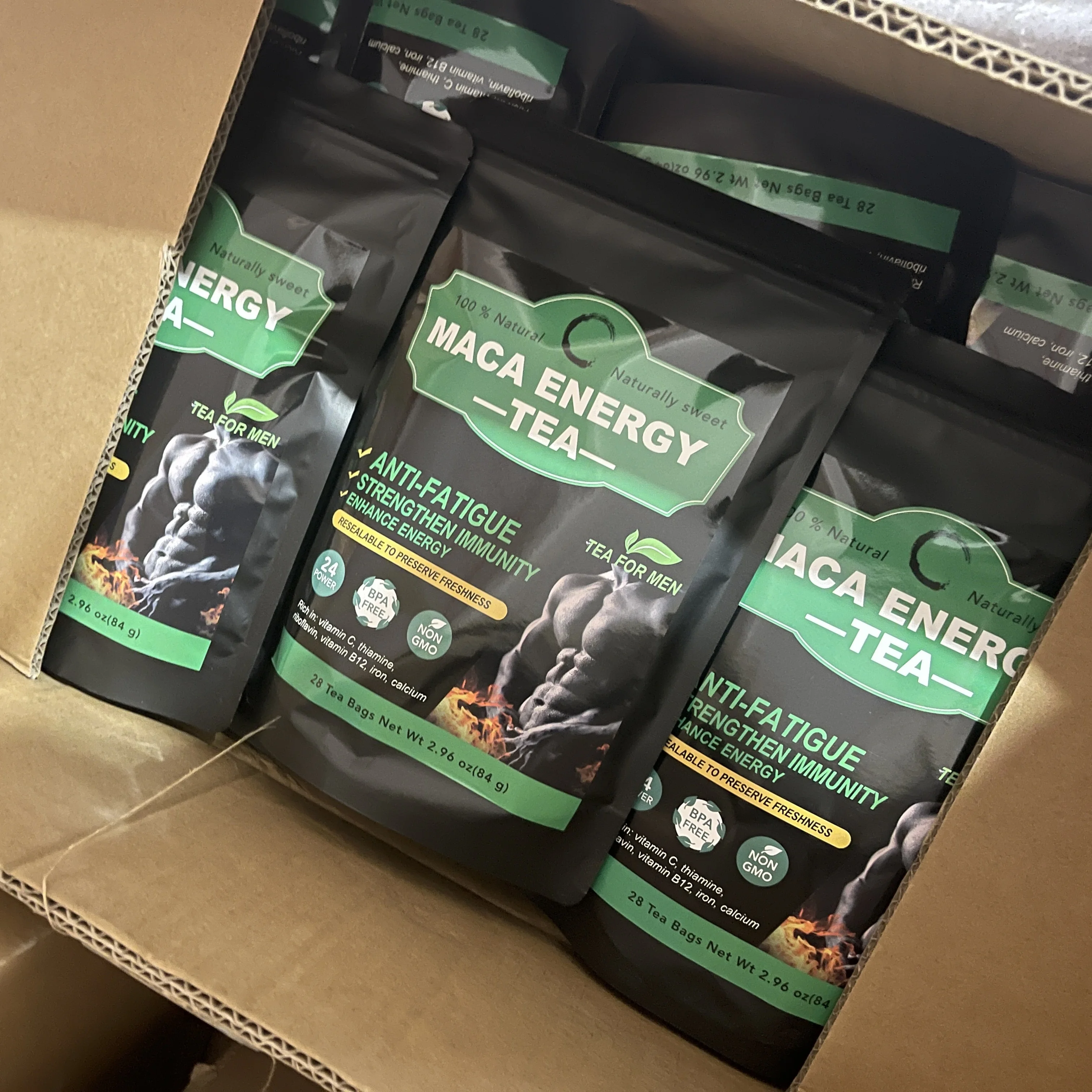 factory price maca energy tea Relieve fatigue herbal Strengthen the body for men ginseng sexual maca energy tea high quality