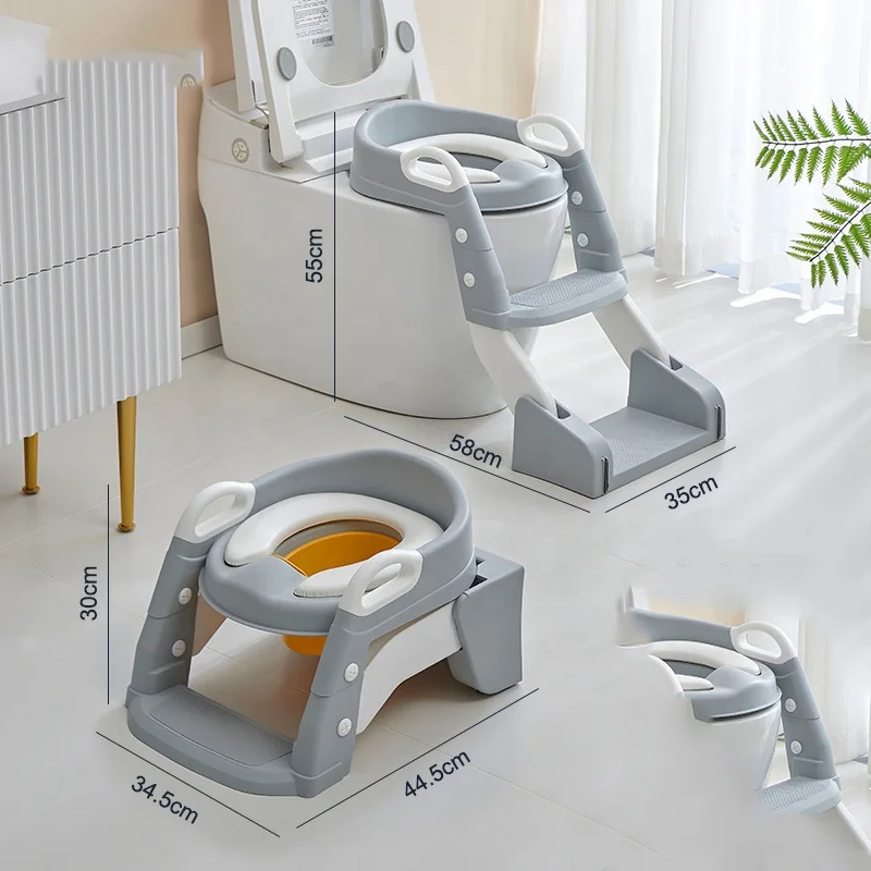 Baby Potty Trainer Soft Seat with Step Stool Ladder, Portable Child Potty Training Chair Toilet Seat For Kids Boys Girls