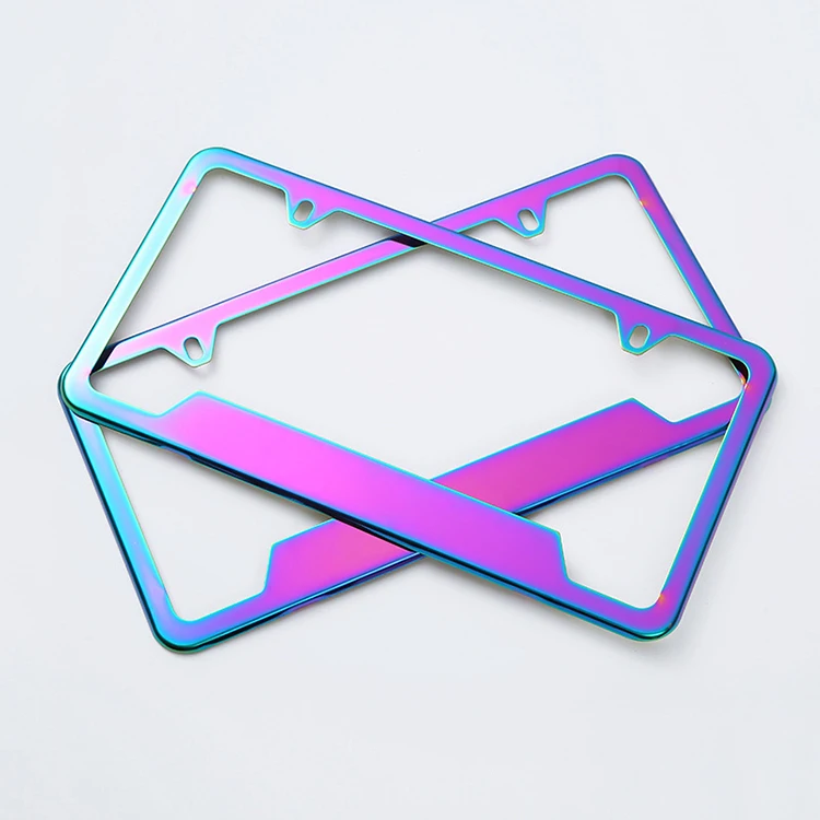 Rainbow Shading License Plate Frame Aluminum Board Frames Theft-Proof Frames Custom Colorful Dye License Plate Holder