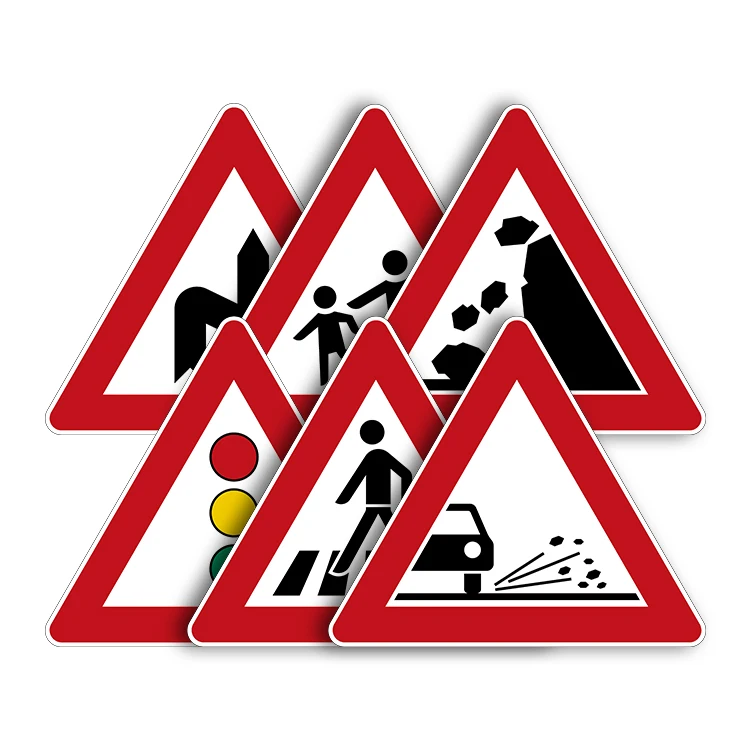 Custom Reflective Road Sign Triangle Circular Sign Children Pedestrian Crossing Stop Traffic Warning Sign