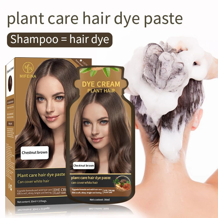 Private brand factory home herbs naturally darken dark brown magic black hair color shampoo hair dye white gray hair