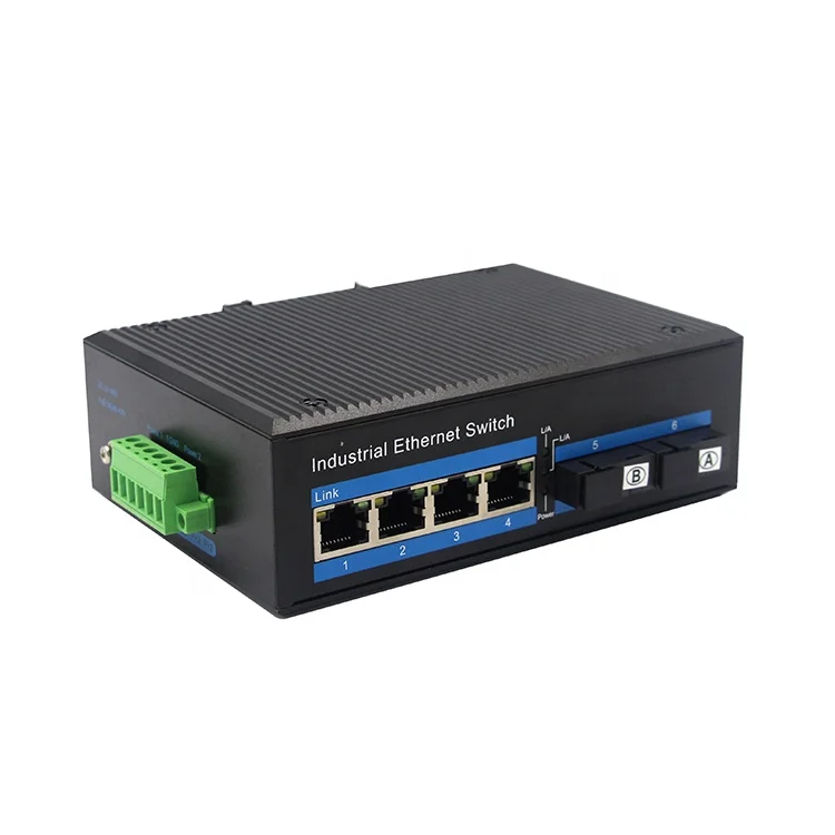 Factory  4-Port 10/100Base-TX +2-Port 100Base-FX Single Mode Single Fiber SC 20KM  Industrial Ethernet Switch