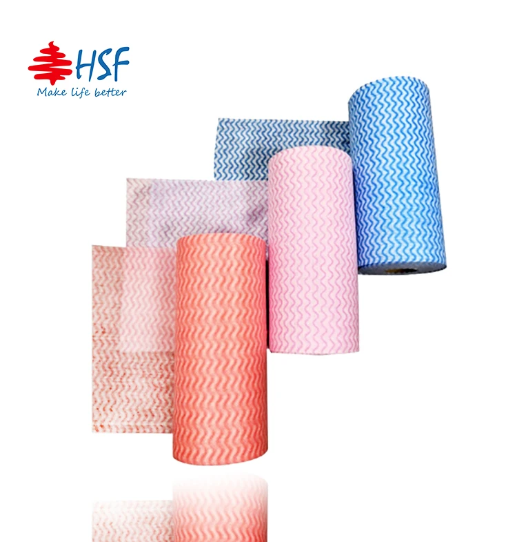 Colorful Wavyline polyester viscose kitchen cleaning cloths wipes roll wiping rags