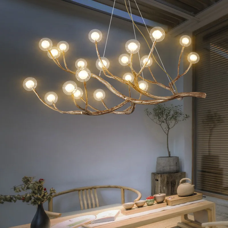 Tree Branch Glass Bubble Chandelier Bar Retro Vintage Home Decor lustres LED Pendant Light