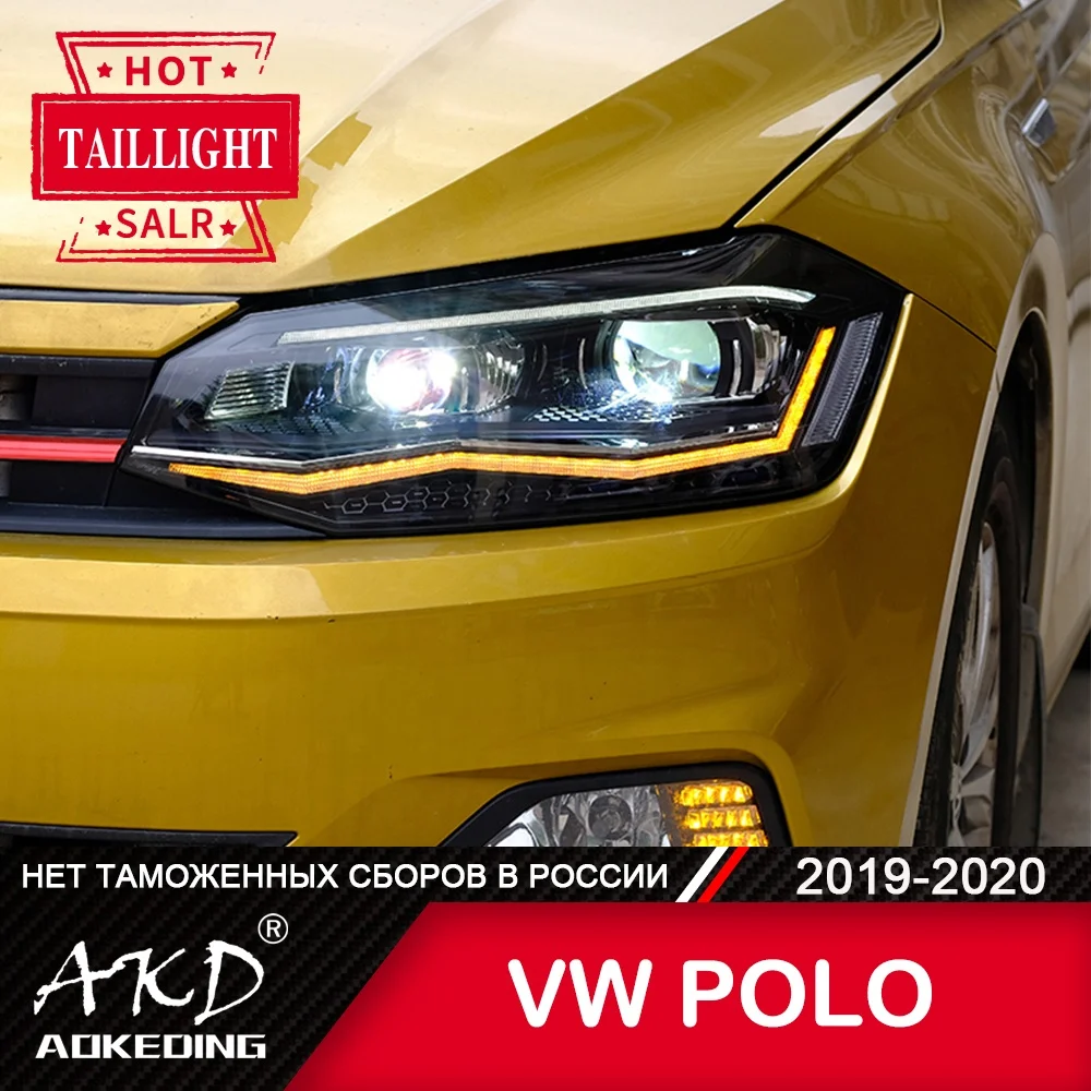  Передняя фара для VW POLO 2019-2020 фары Противотуманные Дневные ходовые огни DRL H7 светодиодная Биксеноновая лампа автомобильные
