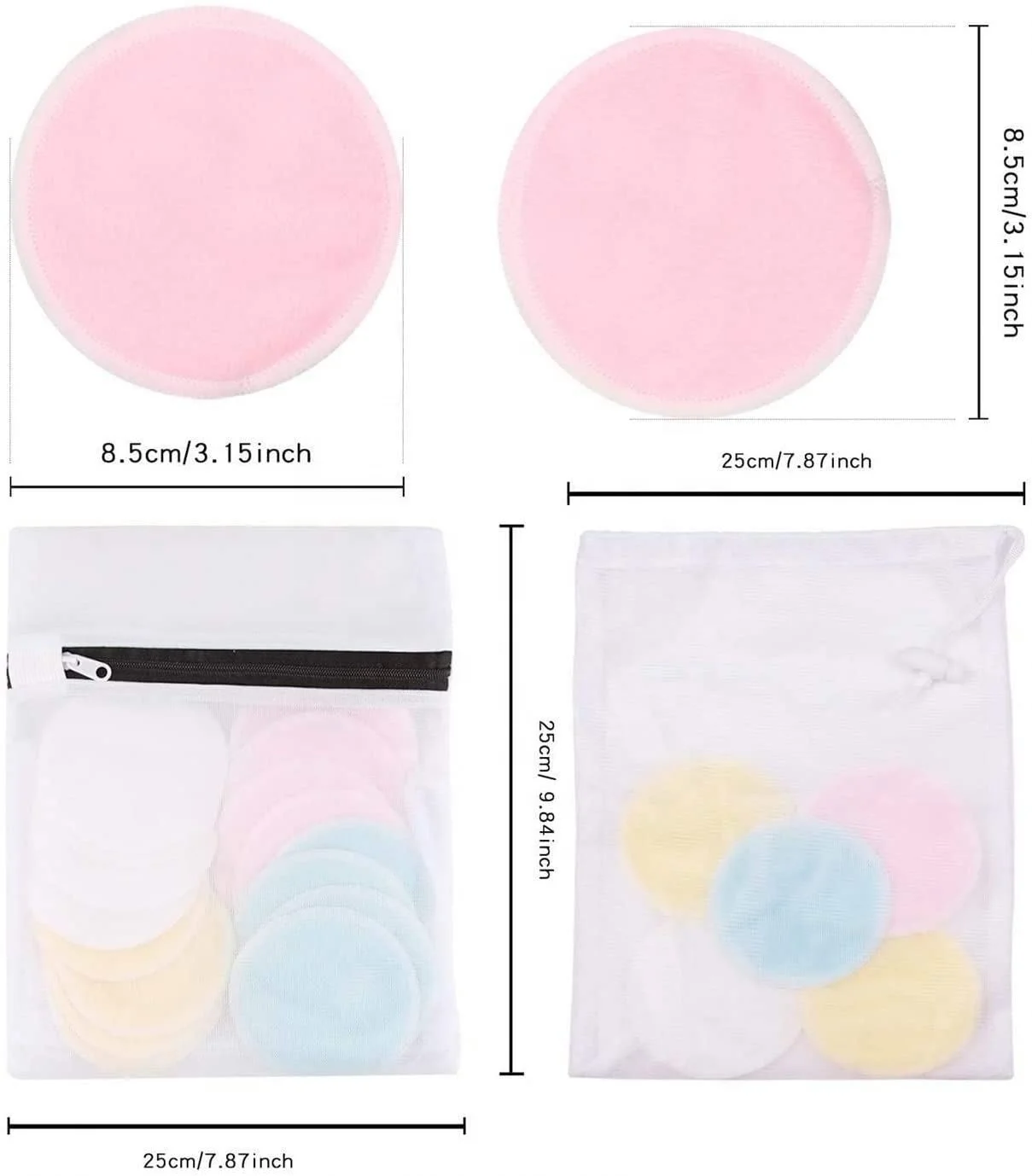 High Quality Reusable Make up Removal Pads 12 Cm Washable Magic Bamboo Makeup Remover Cotton Pad for Face