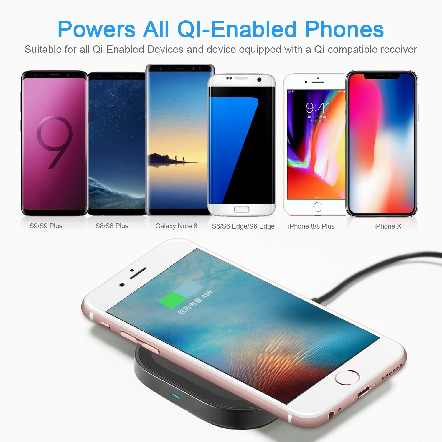 Universal Qi Wireless Charger Shenzhen Input 5W 10W Customized Gift Thin Mobile Wireless Charger