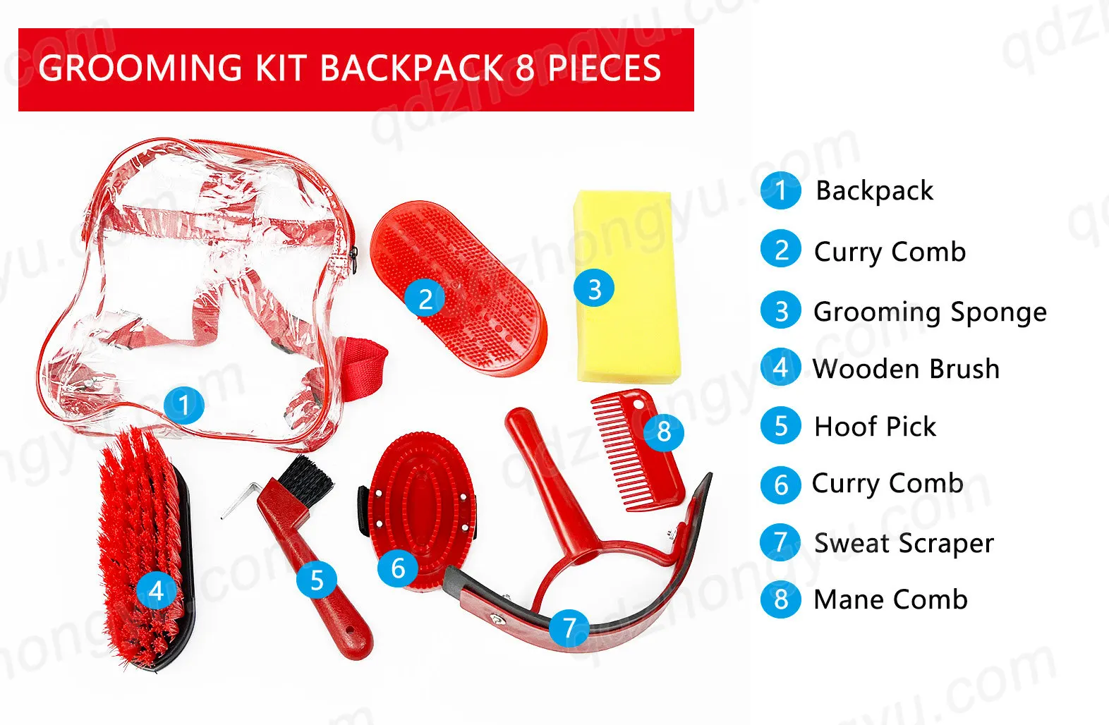 Wholesale Equine Equipment Products Hoof Pick Wood Wooden Horse Shampoo Hair Brushes Kit Set Horse Accessories