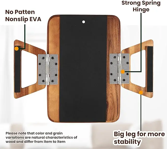 Wholesale Custom Wooden Serving Tray Sofa Armrest Food Storage with Mobile Phone Holder for Food Storage and Table Use