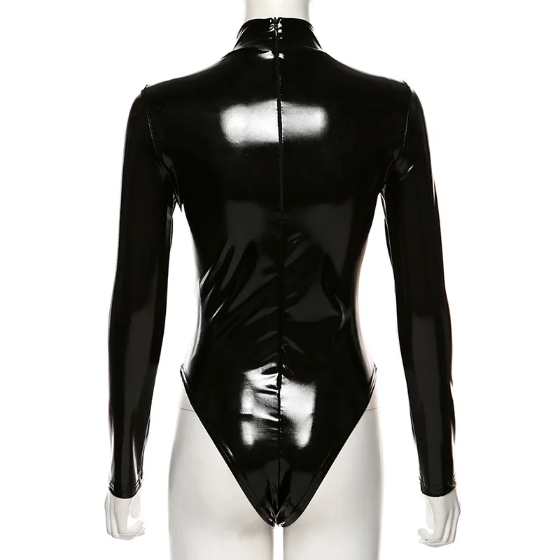 
2020 Autumn Women PU Leather Leotard long sleeve Bodysuit Sexy Club Costumes Bodysuit Fashion swimsuit jumpsuit casual clothes 