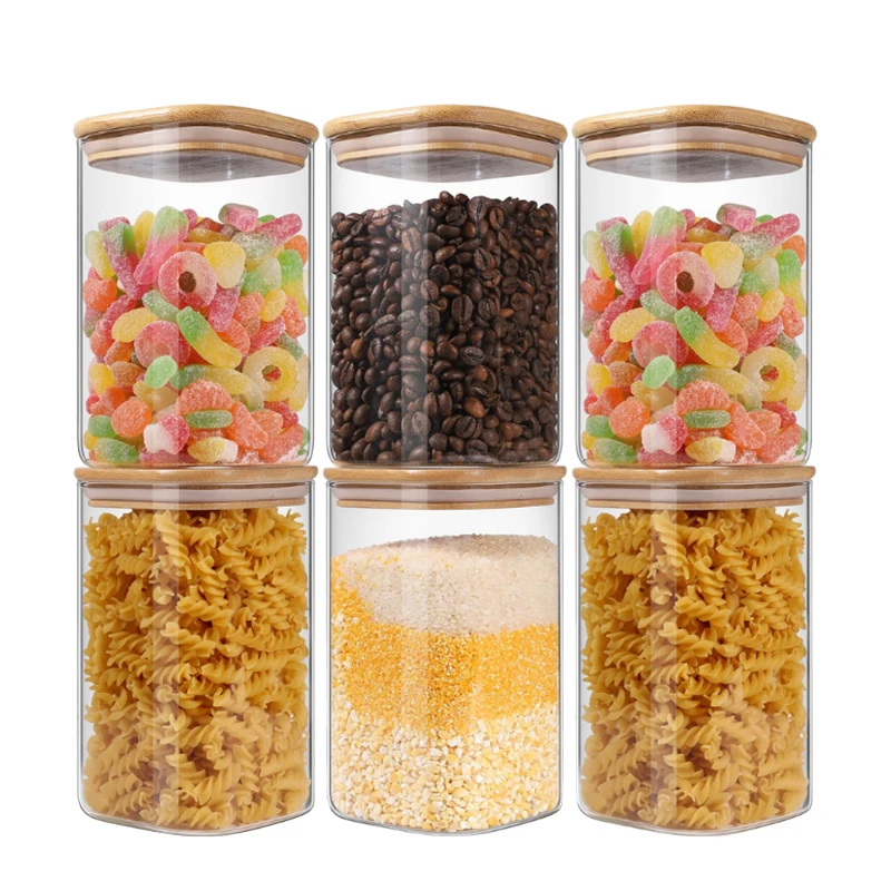 150 Glass Factory Wholesale Eco-Friendly Dry Food Storage Jar with Bamboo Lid Set for Kitchen & Camping