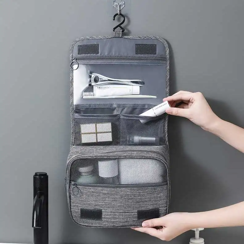 Outdoor travel portable folding large capacity hanging dry wet separation cosmetic makeup toiletry storage bag