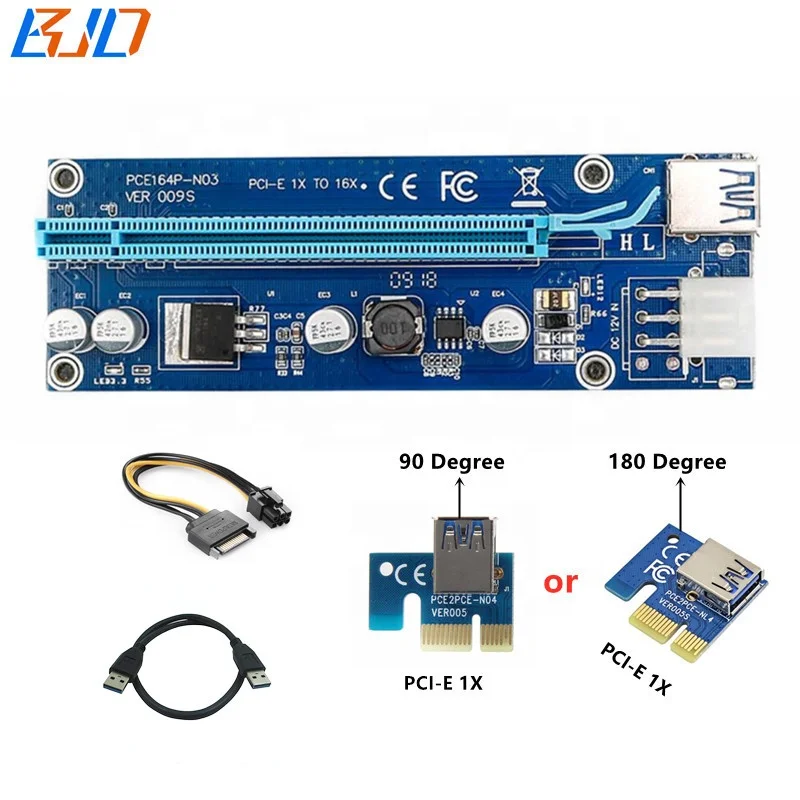  6pin PCIe riser ver009s pci-e x1 x16 Райзер-карта для майнинга эфириума ETH-графического