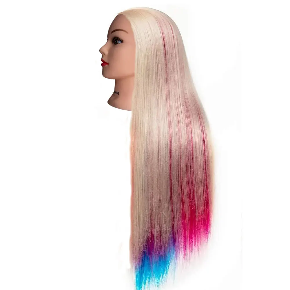 Wholesale Barber and Hair Stylist Long Hair Braiding Multi-colored Yaki Straight Doll Manikin Head Hair Practice Training Head