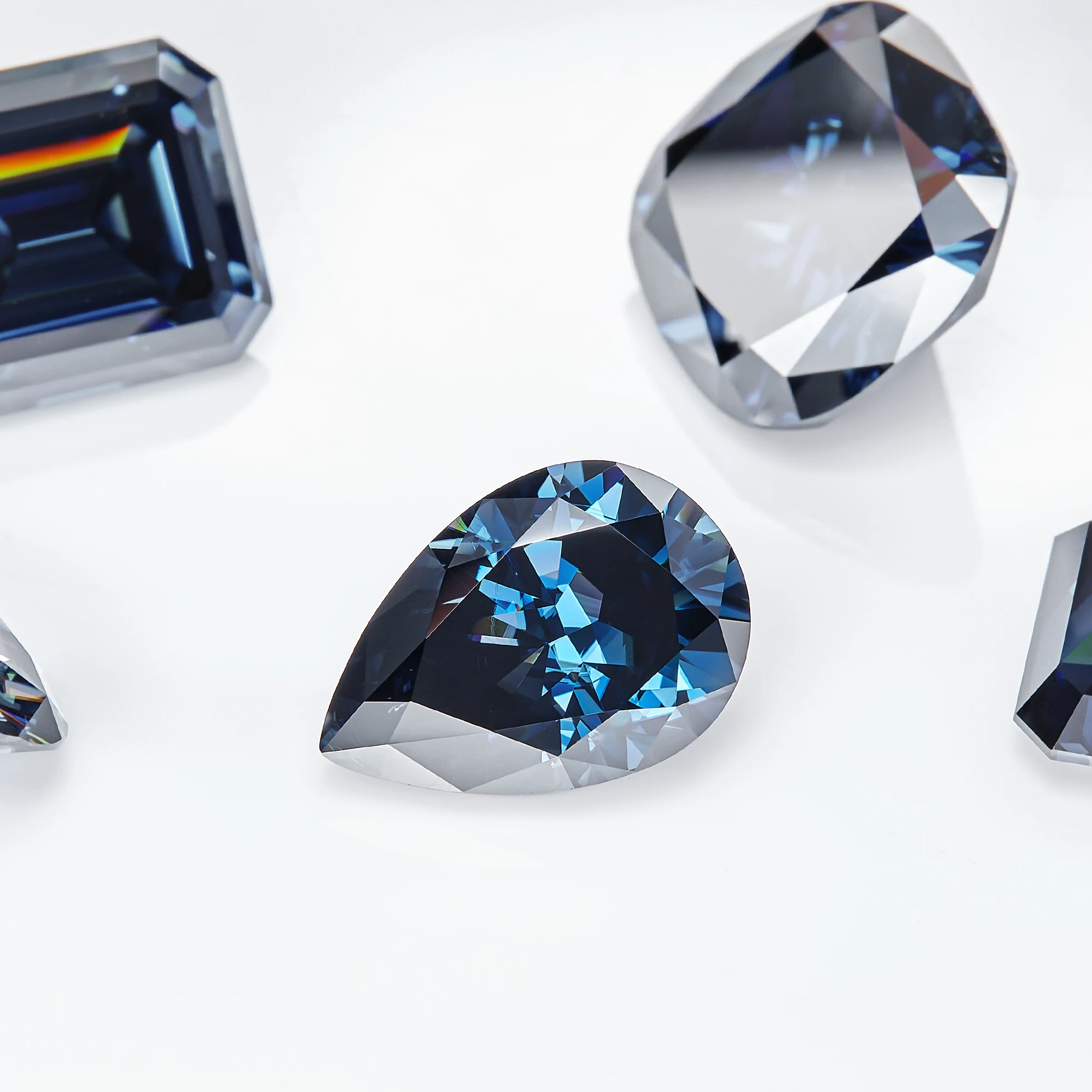 Wholesale Blue Pear Cut Moissanite Gra Certificate Moissanite Loose Stones Diamonds Synthetic