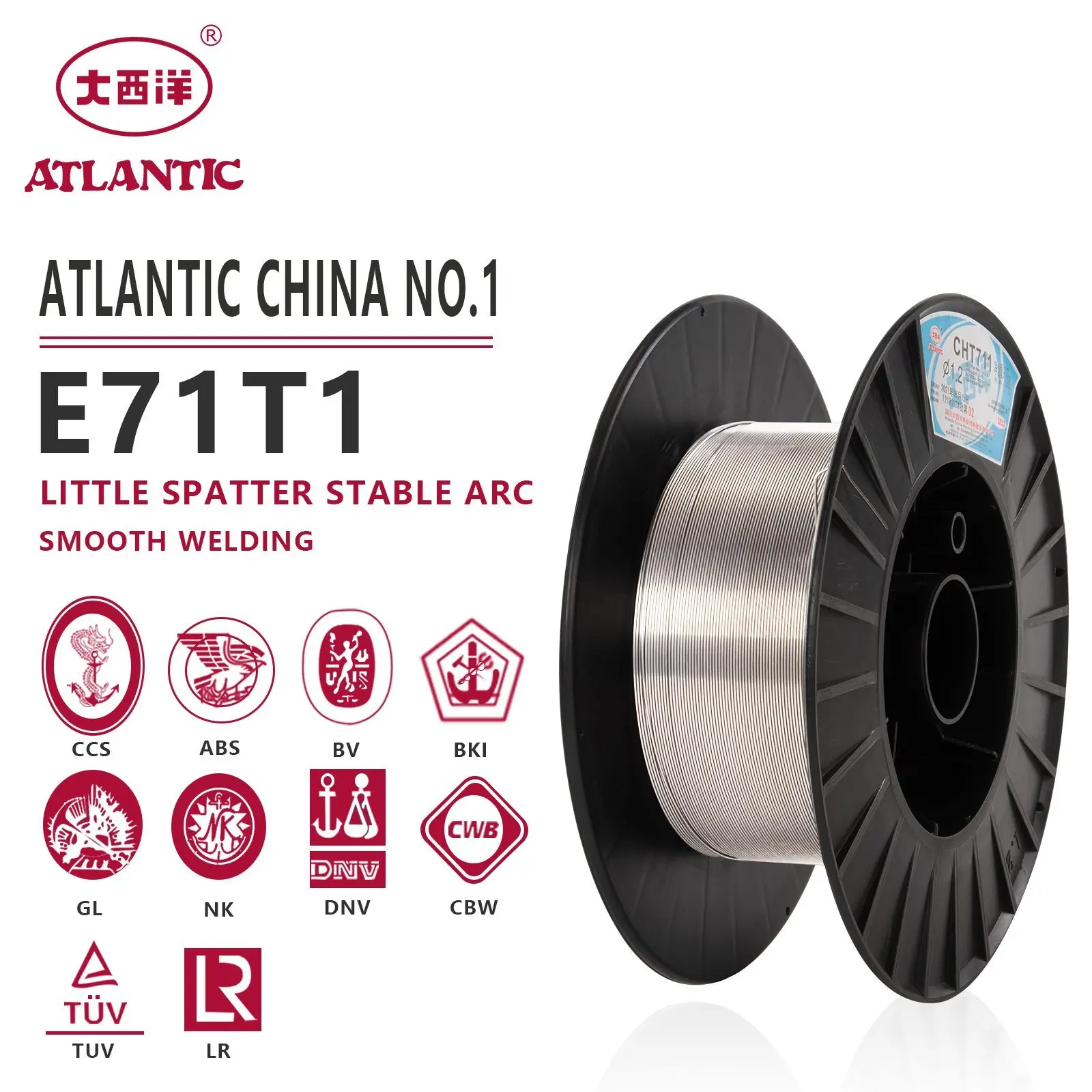 Заводская цена Atlantic OEM Obm ODM бренд Aws Cht711 Сварочная проволочная E71t-1c с флюсовым сердечником
