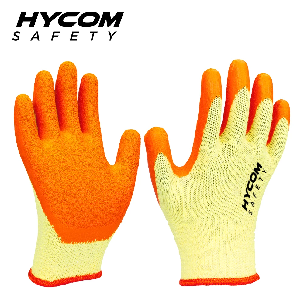Hycom C10L cotton aniti slip hand  anti cut heat resistance Latex palm Knitted safety gloves
