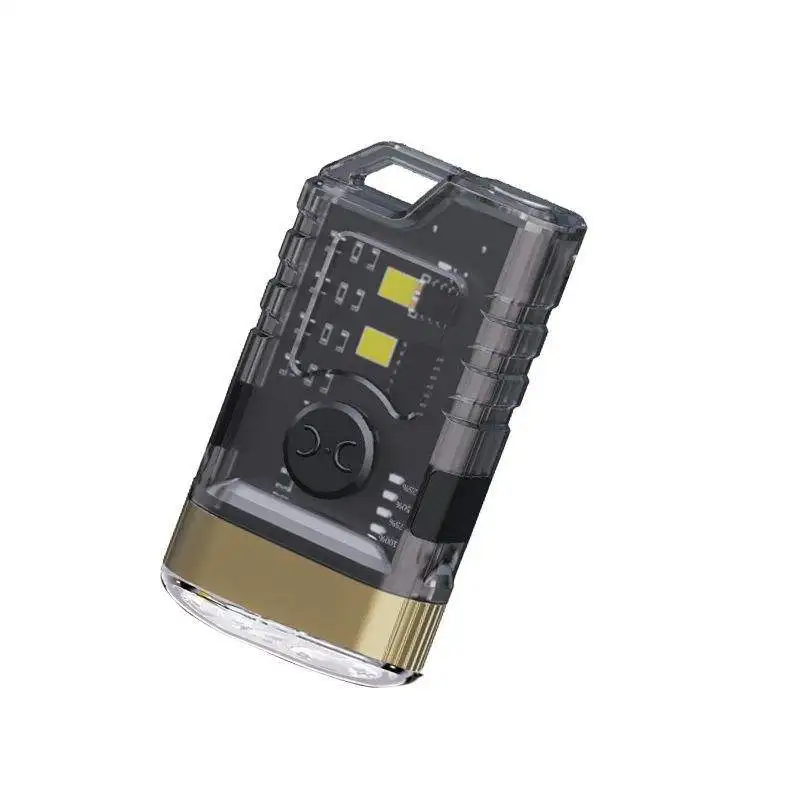 Multi-function Rechargeable EDC Flashlight Magnetic Work Light UV Torch Warning Light LED Pocket Keychain Mini Flashlight