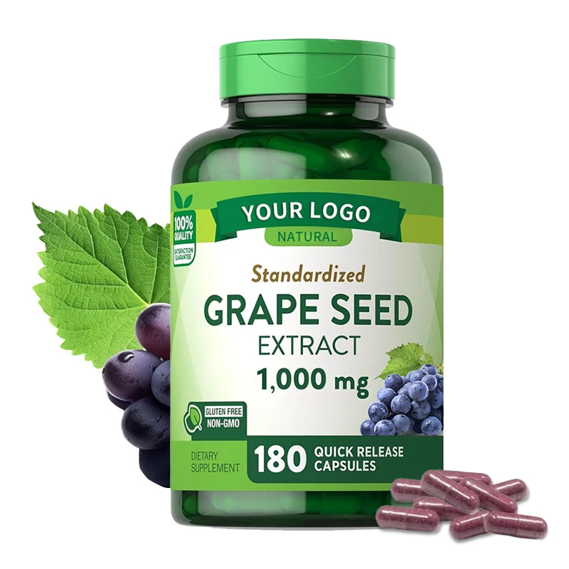 Natural Supplement Health Food Grape Seed Oil Extract Softgel Grapeseed Capsules OPC OEM Private Label 120mg 500mg Antioxidant