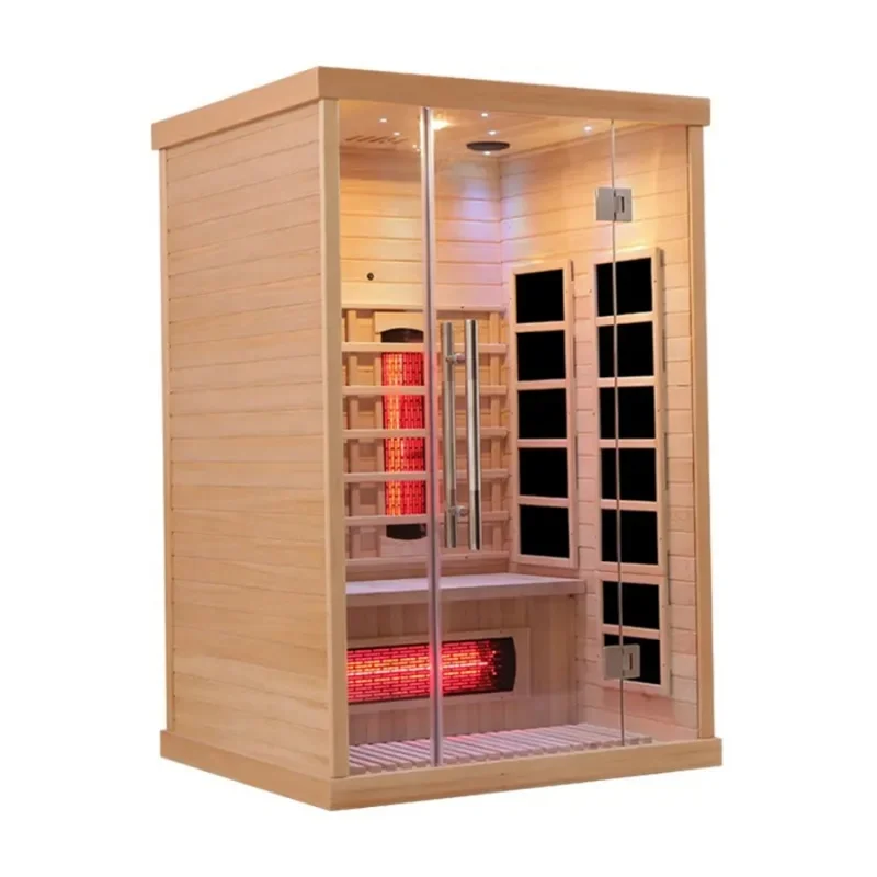 High end hemlock infrared dry sauna for 2 person indoor therapy sauna with control panel for off stress