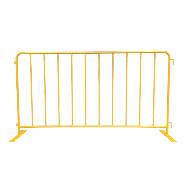 Crowed Control Barrier Road Safety Yellow Flat Foot 2200mm Fences Powder Coating Steel Barrier