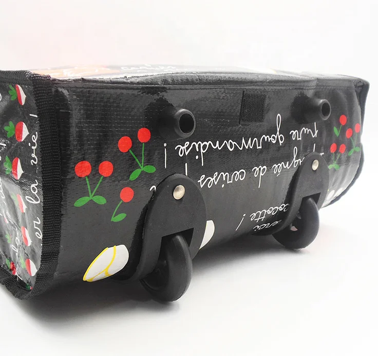 2020 Wholesale Woven Foldable Bag Trolley Bags wheeled Shopping Bags