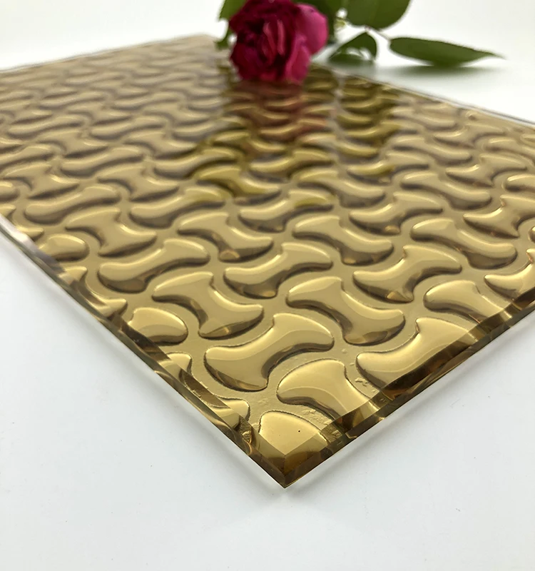 Customized processing Gold patterned glass cast glass panels decor hot melt glass for Interior decoration