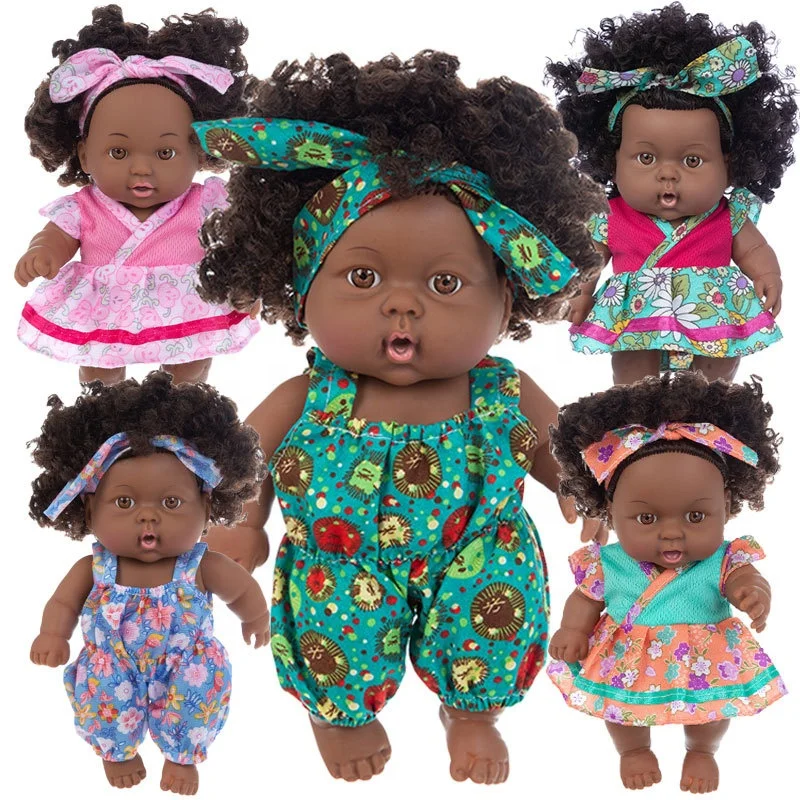 2023 Hot Selling 8 Inch African Reborn black dolls Silicone Baby Doll toys for girls cute small dolls toys kids children