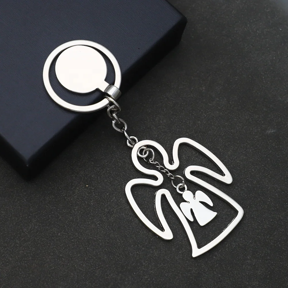 promotional lovely fashionable creative blank hollowed custom engraveable gift metal keychain key chain with box