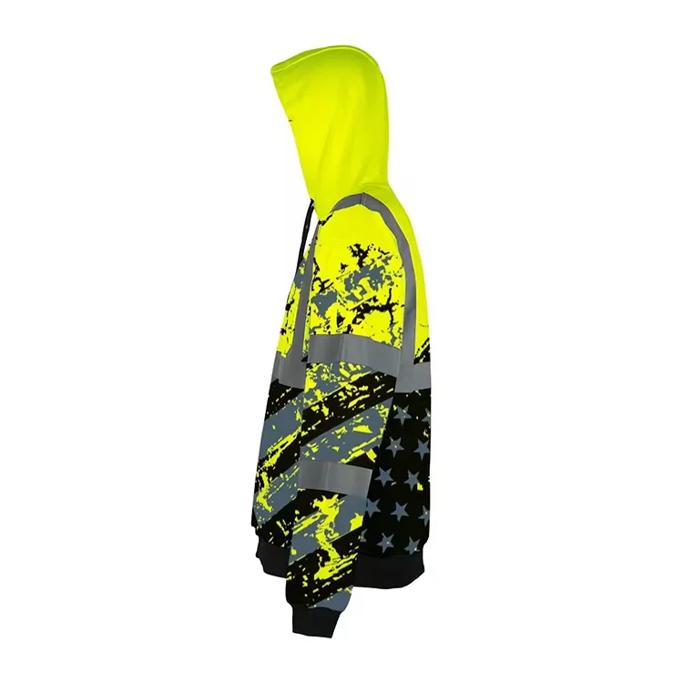 Customized Traffic UV Protection High Visibility T-shirt & Hoodies Tie-dye Digital Printing Safety Reflective Clothing