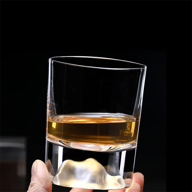 High Quality Crystal Whiskey Glasses Luxury Lead Free drinking glass cup 250ml Crystal Custom Thick Bottom Whiskey Glasses