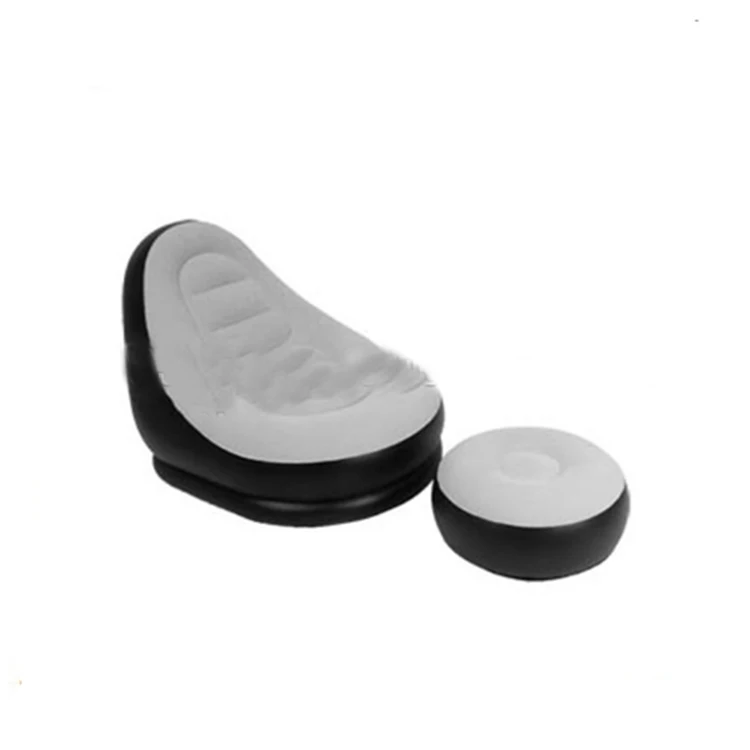 6P PVC plastic inflatable flocked chair with foot stool