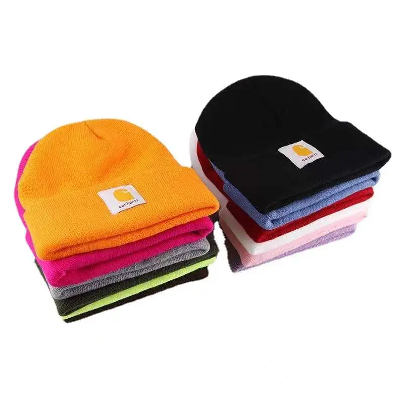 2022 Hot selling nice winter warm in stock beanie hats with logo customized design