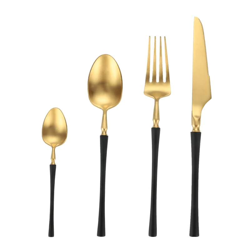 Wedding event western tableware,304 stainless steel small waist gold white cutlery