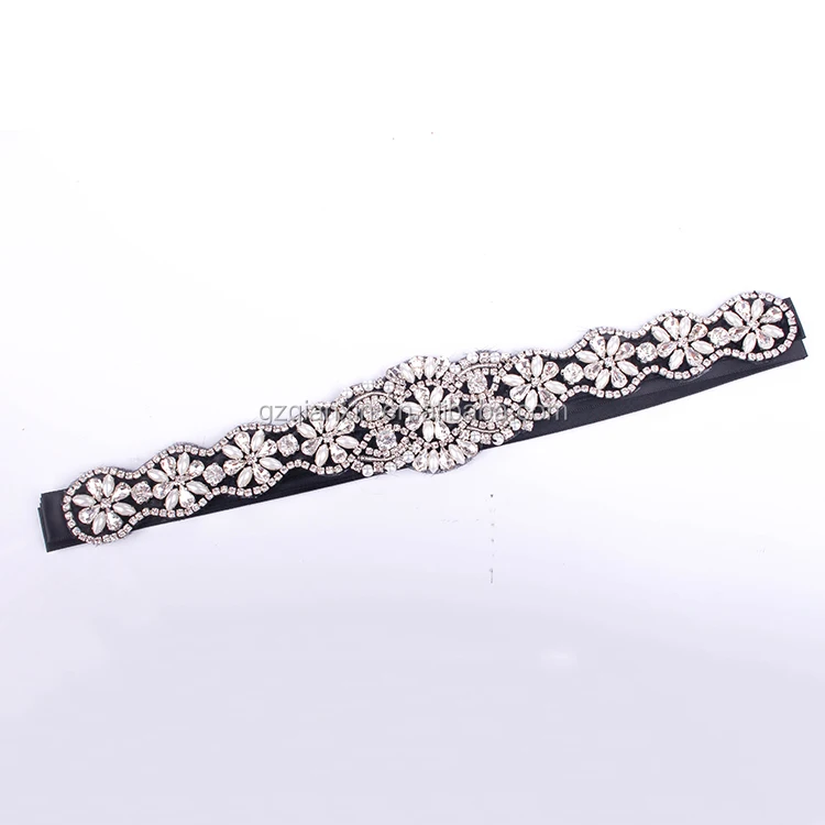 Wedding Grosgrain Rhinestones Bridal Sash DressWedding Dress Sash Beaded Belt Crystal Waist Belt