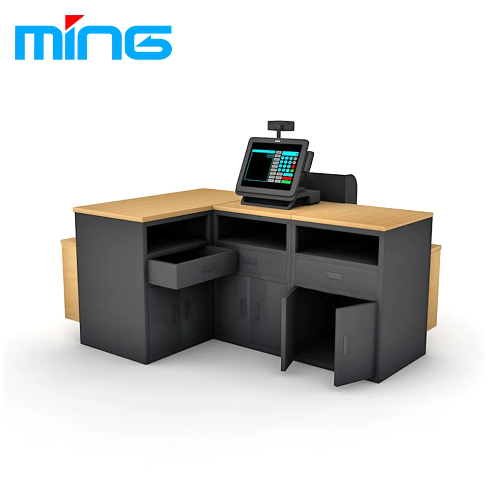 Modern Design Checkout Counter Supermarket Grocery Store Cashier Desk  with Conveyor Belt
