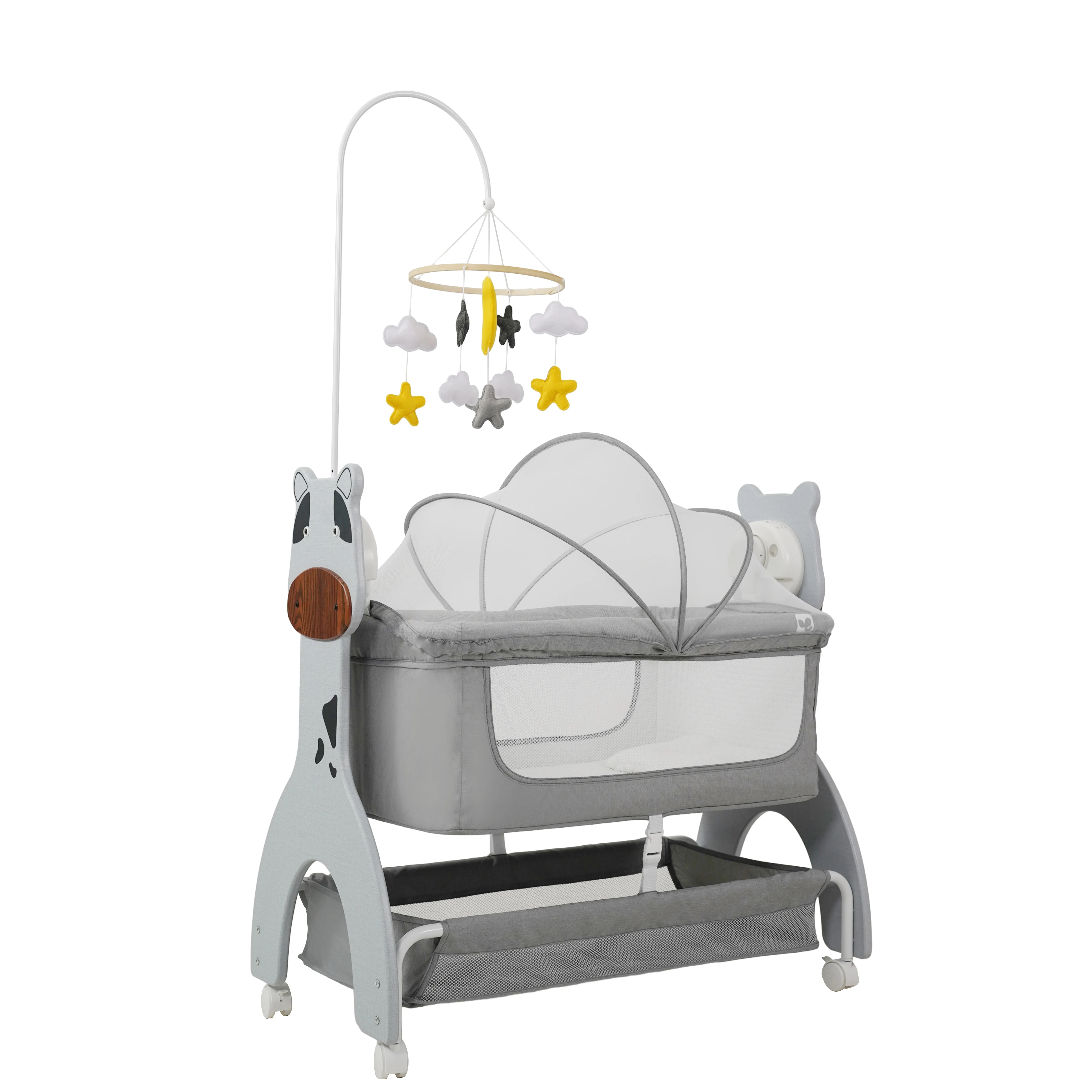 Детская умная кровать P157DF, электрическая качели с дополнительной корзиной для хранения