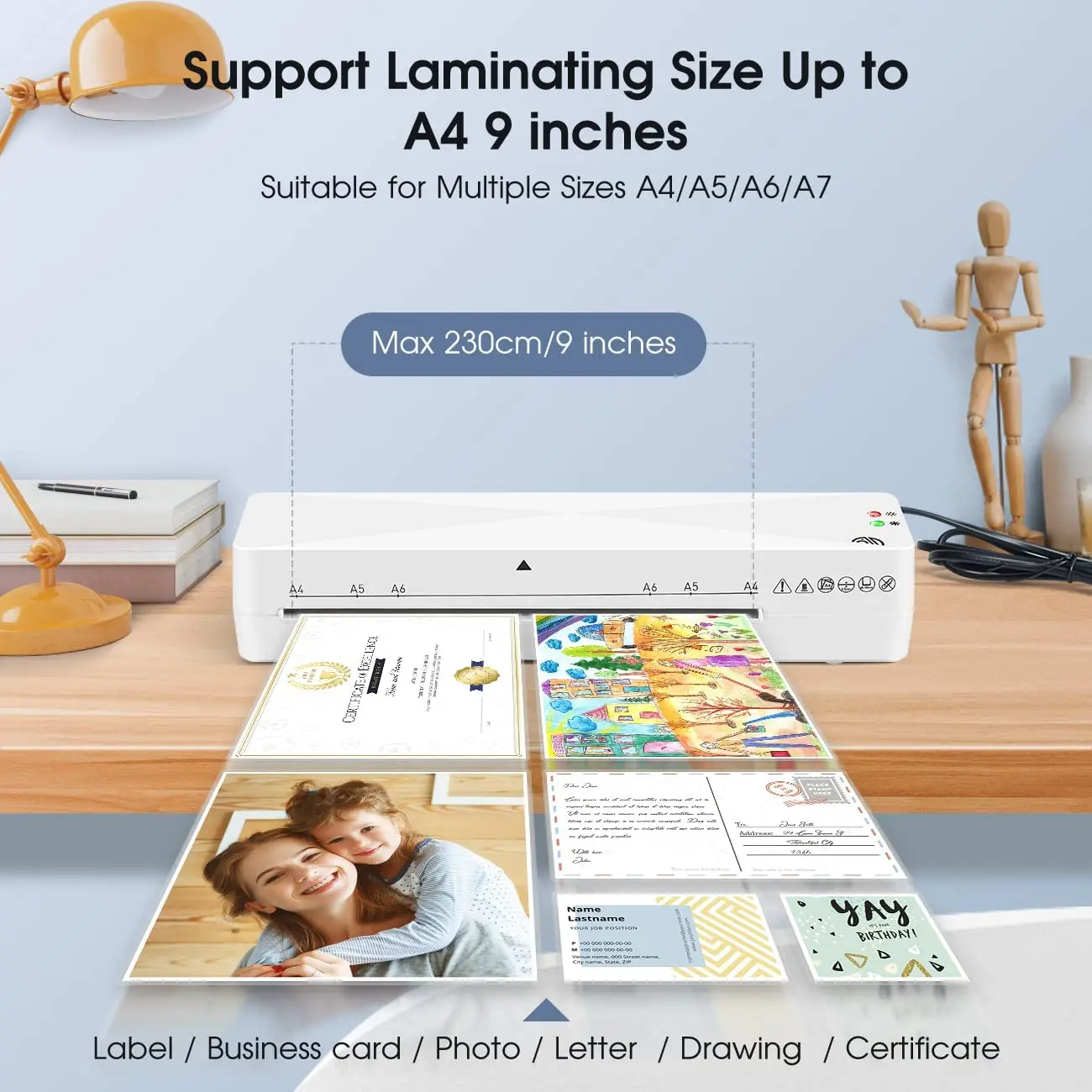 Заводская цена ручной АБС-рычаг мини-карты для фотодокументов A4 холодный горячий ламинатор