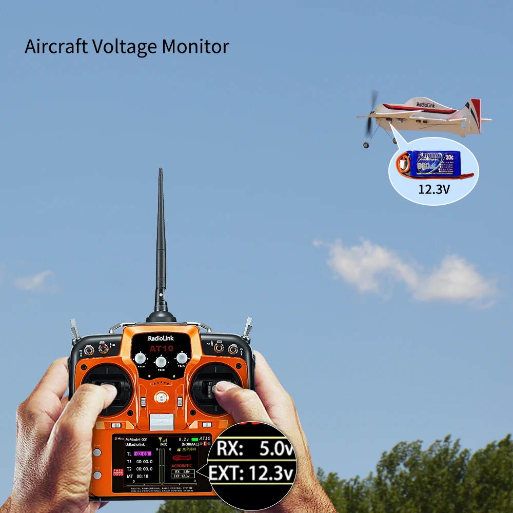 Professional RadioLink Aerial Drone RC transmitter AT10II RSSI Rea-time telemetry SBUS/PWM/PPM signal out-put transmitter