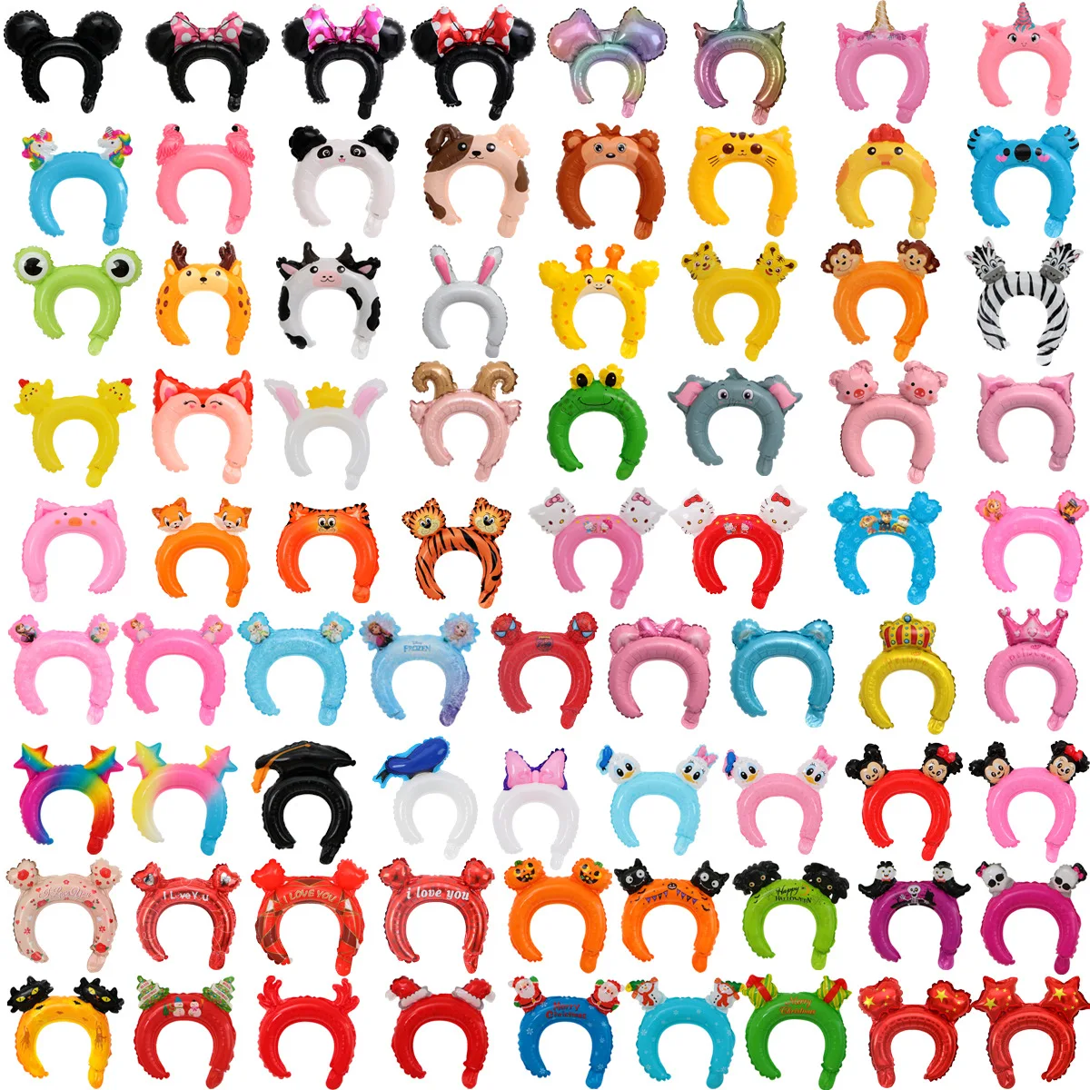 Wholesale Promotional Small Gift Foil Balloons Cartoon Head Animal Festival Hair Hoop Band Aluminum Folm Clasp Balloon