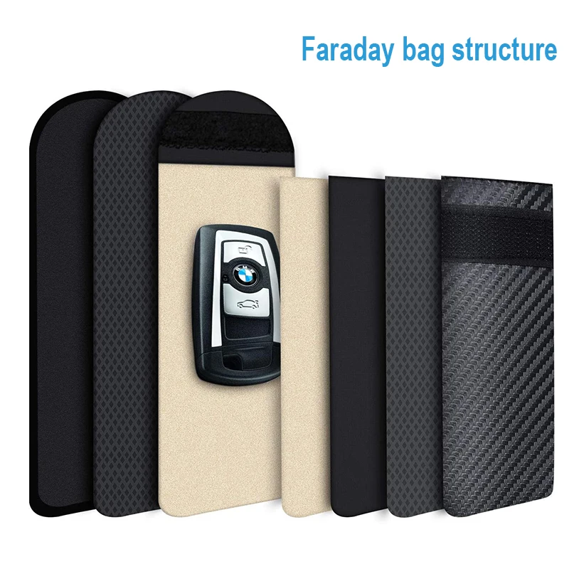 
Waterproof Carbon Fiber RFID Blocking Key Fob Signal Blocking Faraday Cage Protector Nano Car Keyfob Bag Pouch 
