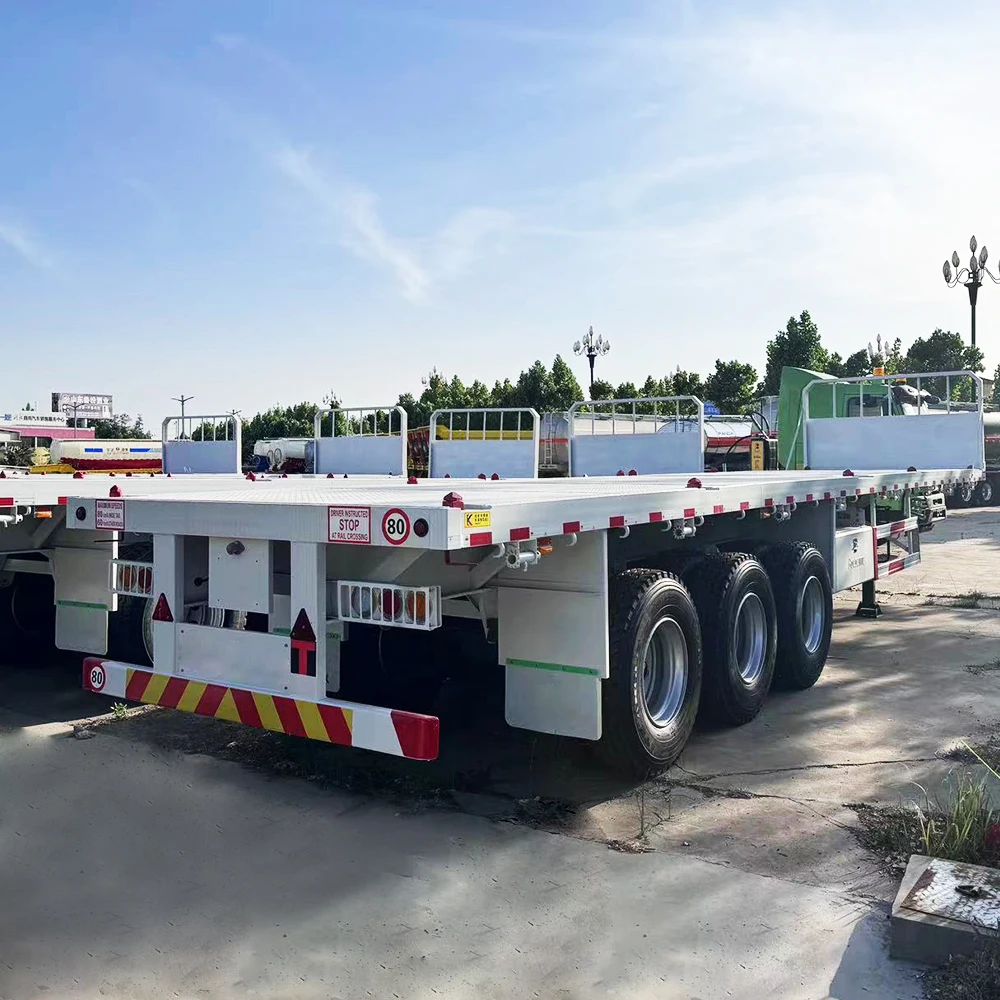 Shipping 40 Feet Container Transport Flat Bed Trailer 3 Axle Flatbed Semi Trailer Price