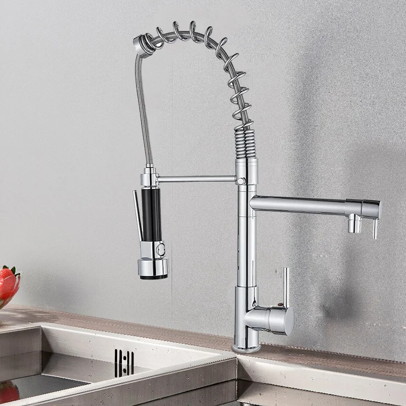 ANQI Luxury Stainless Steel Kitchen Faucet Single Cold Rotatable Tap Delta Kitchen Faucet 3 Hole