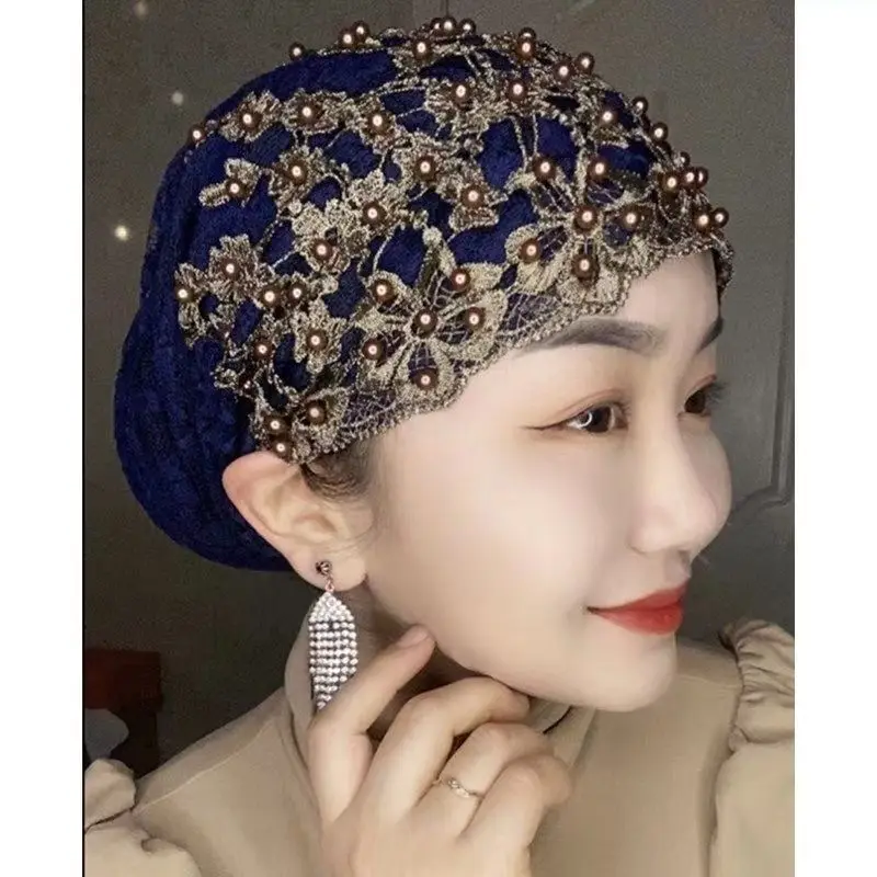 2024 Wholesale New Casual Ladies Satin Headwraps Scarf Muslim Hijab Head Covering Muslim Cap Fashion Women Turban Hat