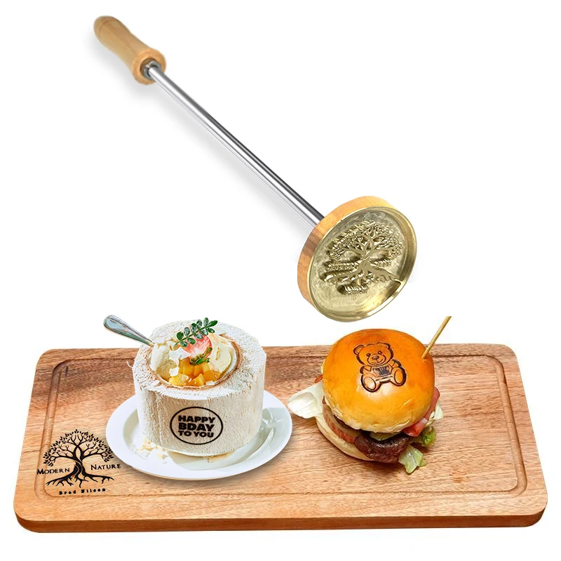 Bakery Personalize Cupcake Kitchen Steak meal food Coconut Bread Burger bun cake Customized Branding Iron Stamp machine