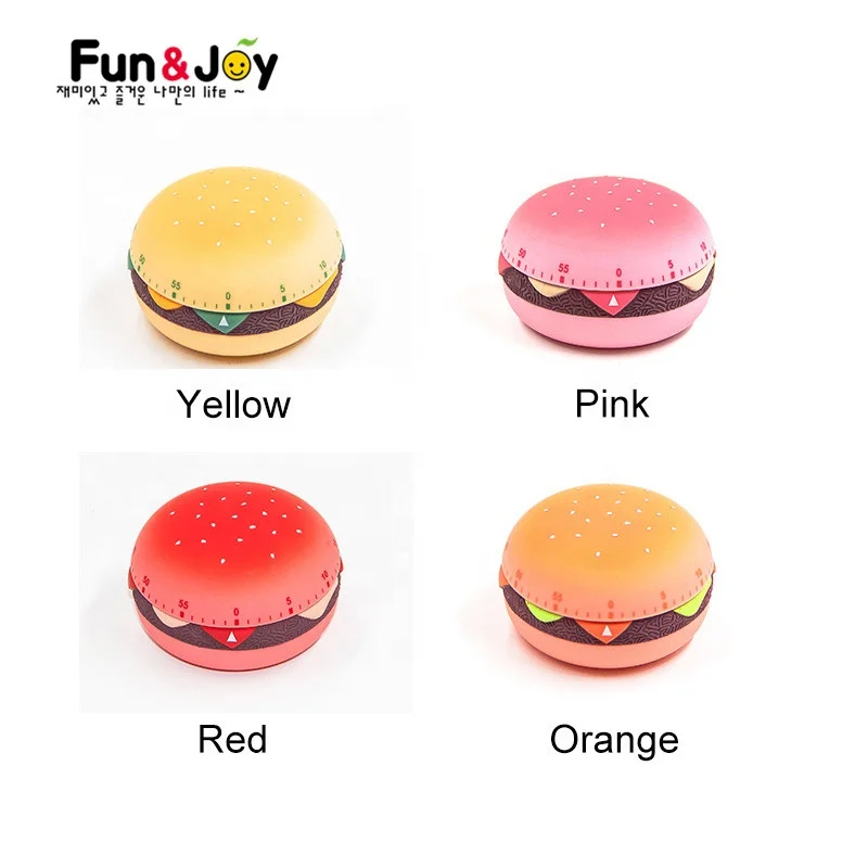
Cooking Gadgets Cute Cartoon Hamburger Mechanical Timer Reminder Alarm Clock 60 minutes Kitchen Count Down Timer 