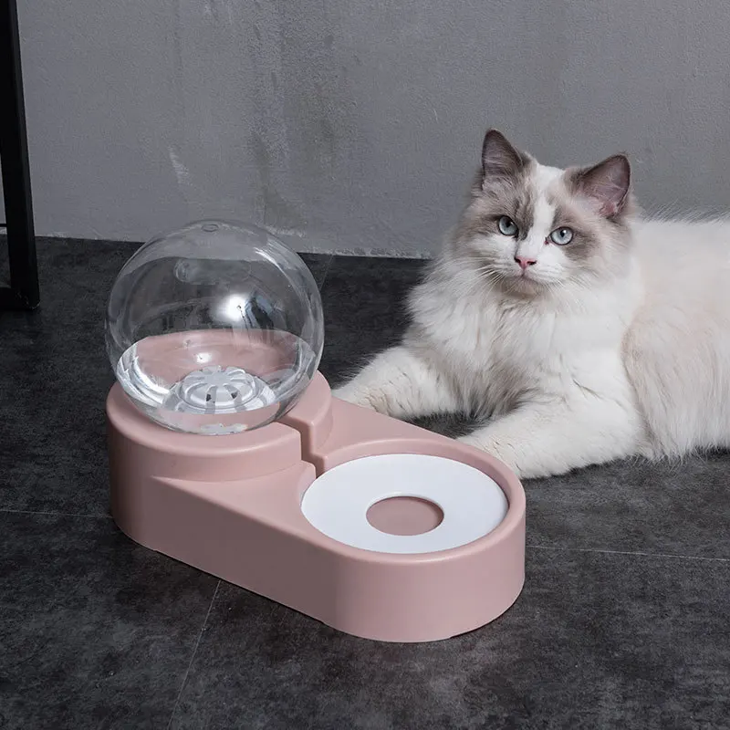 2in1 Pets Cat Dog Water and Food Bowl Set Feeding Bowl Automatic Water Dispenser Fountain Water Bowl