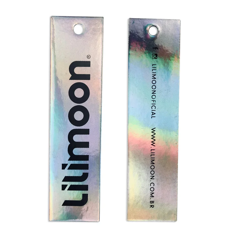 Custom Shape Luxury Laser Hanging Label Swing Hologram Paper Hang Tag Holographic Hangtag For Clothing Garment