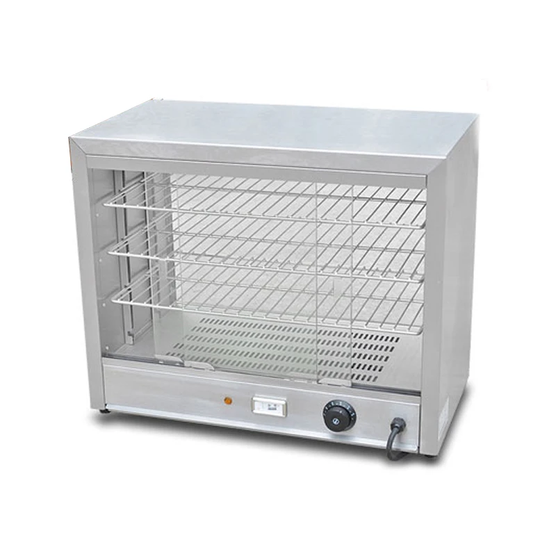 High Quality Stainless Steel Glass Chicken Sausage Display Warming Showcase Electric Table Top Food Warmer For Fast Food
