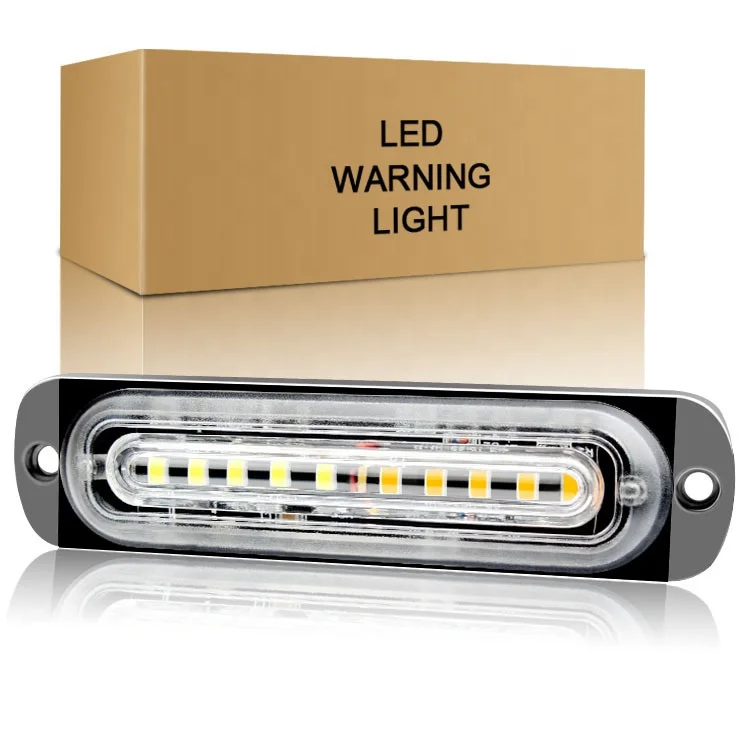 Ultra Thin 10 Leds Car Strobe Emergency Warning Lights Bar 12V Auto LED Side Grille Flashing Beacon Traffic Lamps For SUV Truck